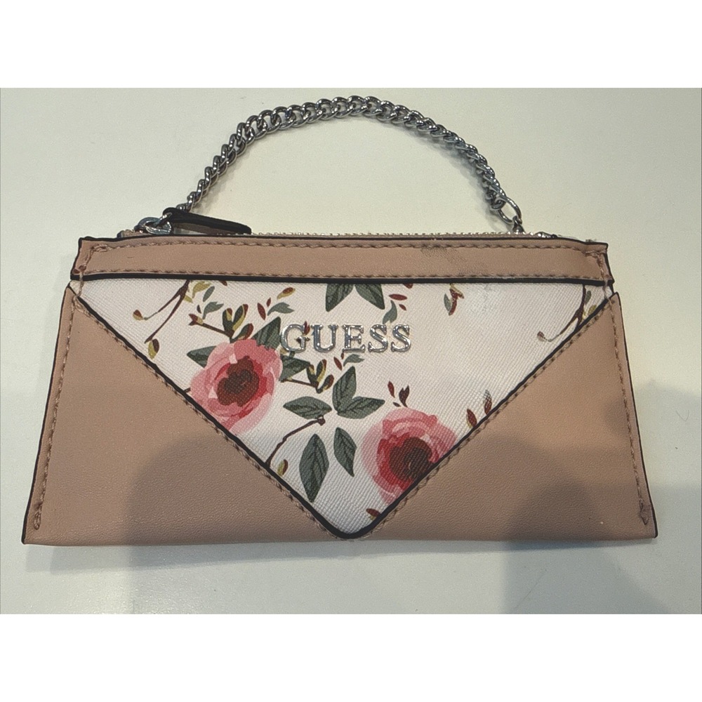 GUESS Floral Pattern Chain Pouch Long Wallet